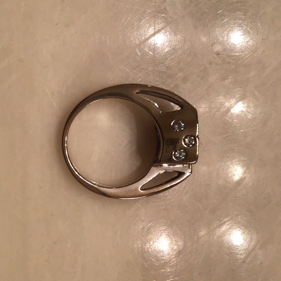 Sapphire and diamond white gold ring size 5 - Picture 3 of 4